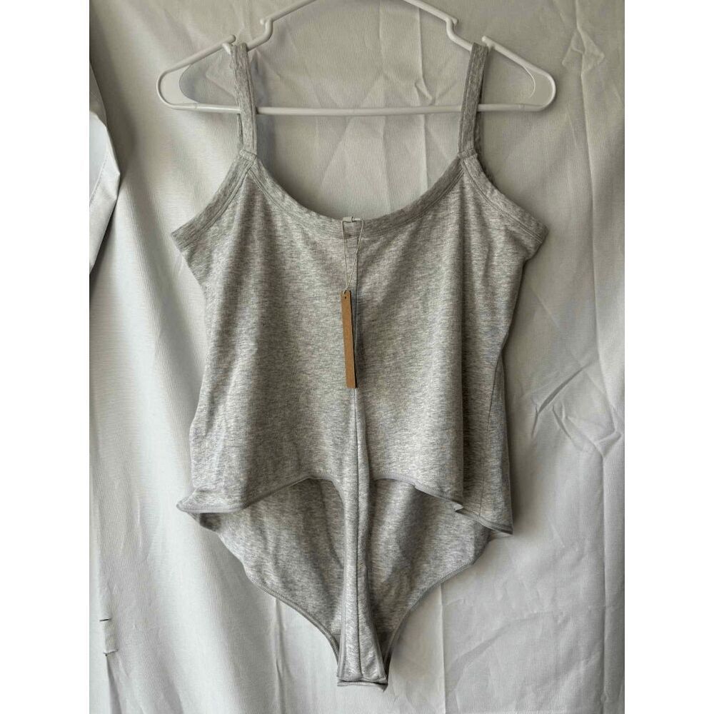 Skims Cotton Jersey Scoop Neck Bodysuit in Light Heather Grey Womens Size 2X - Picture 2 of 2
